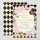 Alice In Wonderland Roze Bloemstuk Bruilocht Ontbi Kaart (Voorkant / Achterkant)