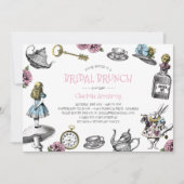Alice in Wonderland Roze Bruids Brunch Kaart (Voorkant)