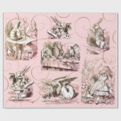 Alice in Wonderland  Roze Cadeaupapier (Vlak)