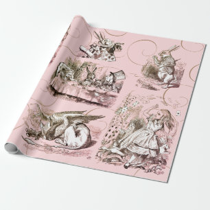 Alice in Wonderland  Roze Cadeaupapier