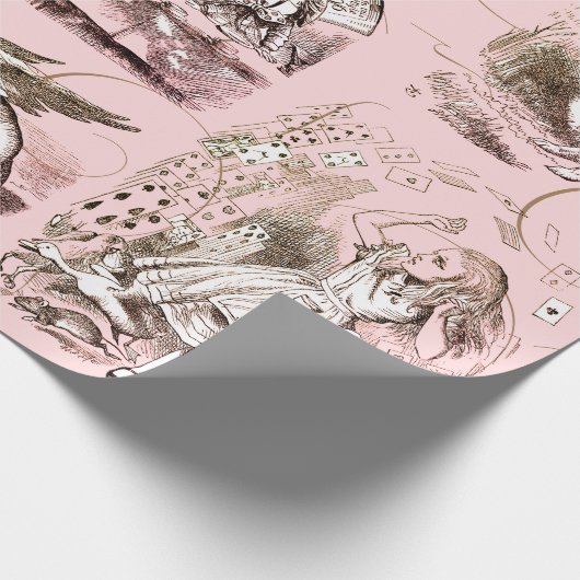 Alice in Wonderland  Roze Cadeaupapier (Hoek)