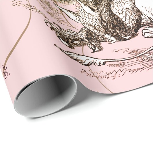 Alice in Wonderland  Roze Cadeaupapier (Rol Hoek)
