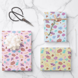 Alice in Wonderland Roze Cheshire Cat & Paddenstoe Inpakpapier Vel