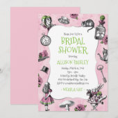 Alice in Wonderland Roze en Groen Vrijgezellenfees Kaart (Voorkant / Achterkant)