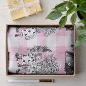 Alice in Wonderland, roze en witte gingham Tissuepapier (Geschenk)