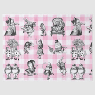 Alice in Wonderland, roze en witte gingham Tissuepapier