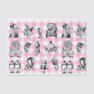 Alice in Wonderland, roze en witte gingham Tissuepapier