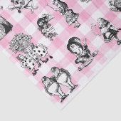 Alice in Wonderland, roze en witte gingham Tissuepapier (Detail)
