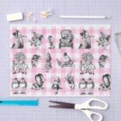 Alice in Wonderland, roze en witte gingham Tissuepapier (Craft)