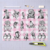 Alice in Wonderland, roze en witte gingham Tissuepapier (Craft)