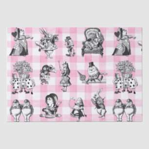Alice in Wonderland, roze en witte gingham Tissuepapier