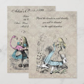 Alice in Wonderland Roze Flamingo Birthday Party Kaart (Voorkant / Achterkant)