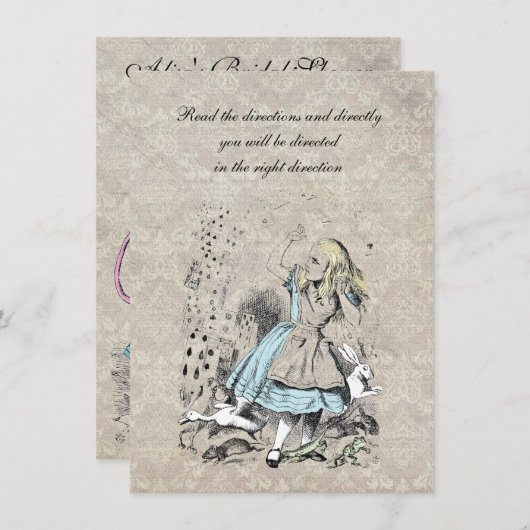 Alice in Wonderland Roze Flamingo Birthday Party Kaart (Voorkant / Achterkant)