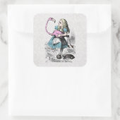 Alice in Wonderland Roze Flamingo Croquet Vierkante Sticker (Tas)