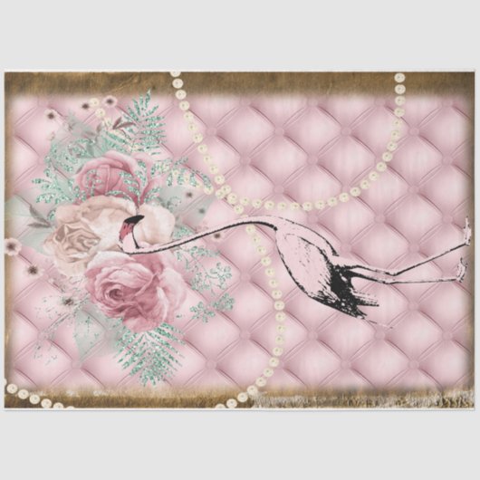 Alice in Wonderland Roze Flamingo Luxury Tissuepapier (Voorkant)