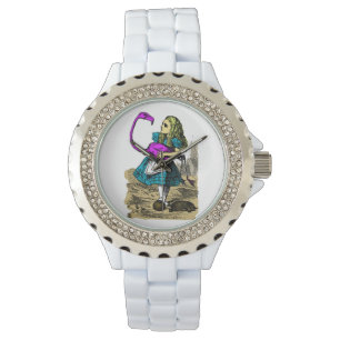 Alice in Wonderland Roze Flamingo Polshorloge Horloge