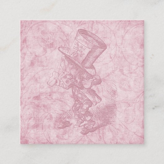 Alice in Wonderland Roze Floral Art Mad Hatter Informatiekaartje (Voorkant)