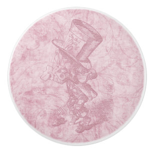 Alice in Wonderland Roze Floral Art Mad Hatter Keramische Knop