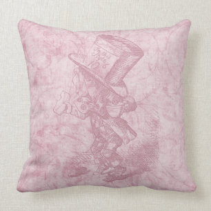 Alice in Wonderland Roze Floral Art Mad Hatter Kussen
