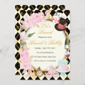 Alice in Wonderland - Roze Floral - Uitnodiging (Voorkant / Achterkant)