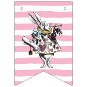 Alice in Wonderland Roze gestreept Happy Birthday Vlaggetjes (Eerste vlag)