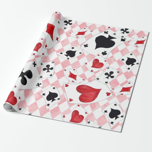 Alice in Wonderland - Roze kaarten Cadeaupapier (Uitgerold)