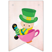 Alice in Wonderland Roze Monogram Birthday Party Vlaggetjes (Tweede vlag)