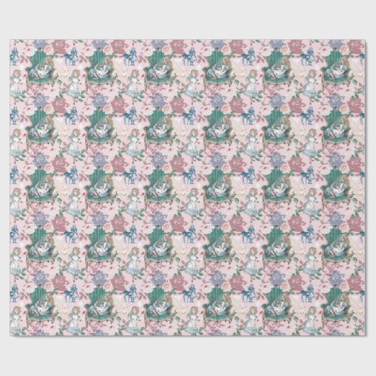  Alice in Wonderland Roze ontkoppeling Cadeaupapier (Vlak)