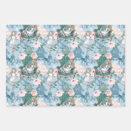  Alice in Wonderland Roze ontkoppeling Inpakpapier Vel (Voorkant)