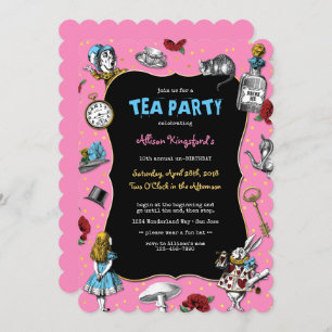 Alice in Wonderland Roze Tea Party Kaart