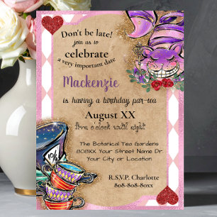 Alice in Wonderland Roze Theepartij Kaart