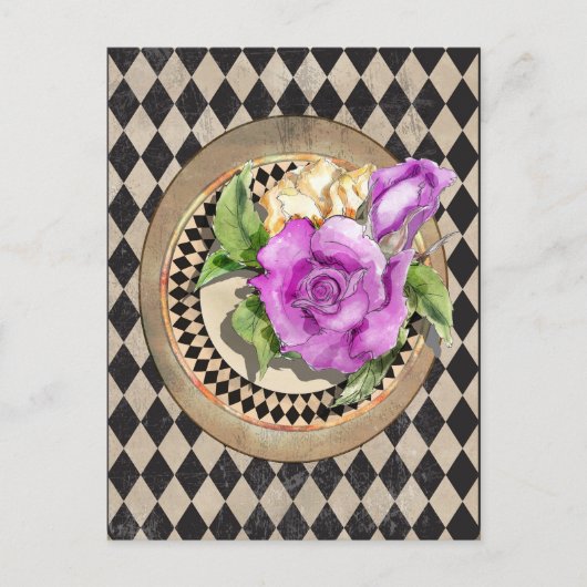 Alice in Wonderland Rozen Briefkaart (Voorkant)