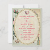 Alice in Wonderland Rozen Collage Birthday Party Kaart (Achterkant)