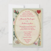 Alice in Wonderland Rozen Collage Wedding Invites Kaart (Achterkant)