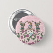  Alice in Wonderland Rozen & Monogram Crest Ronde Button 5,7 Cm (Voorkant /achterkant)
