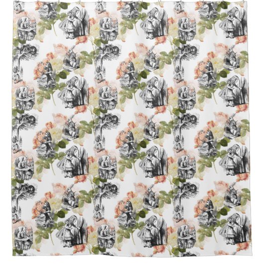 Alice in Wonderland  Rozen Shower Curtain Douchegordijn (Voorkant)