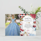 Alice in Wonderland Rozen Verjaardags Theepartij F Bedankkaart (Staand voorkant)