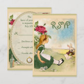 Alice in Wonderland RSVP Kaartje (Voorkant / Achterkant)