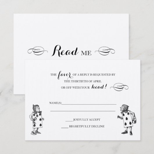 Alice in Wonderland RSVP-reactiekaart RSVP Kaartje (Voorkant / Achterkant)