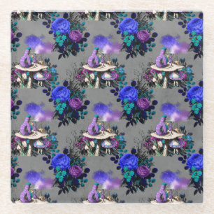 Alice in Wonderland Rups Rookt Bloemen Glazen Onderzetter