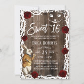 Alice in Wonderland Rustic Barn Wood Sweet 16 Kaart (Voorkant)