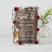 Alice in Wonderland Rustic Barn Wood Sweet 16 Kaart (Staand voorkant)