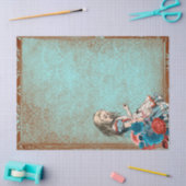 Alice in Wonderland Rusty Turquoise Floral Craft Tissuepapier (Craft)