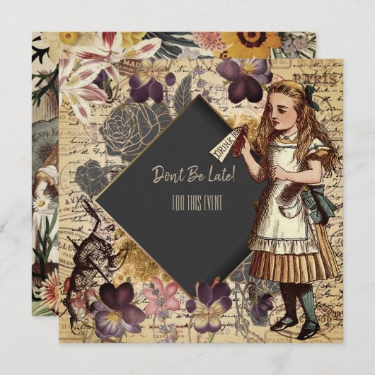 Alice In Wonderland Save The Date (Voorkant / Achterkant)