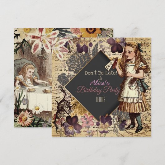 Alice in Wonderland Save The Date (Voorkant / Achterkant)