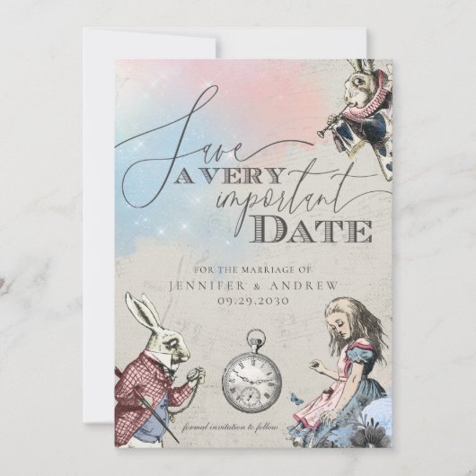  Alice in Wonderland Save the Date (Voorkant)