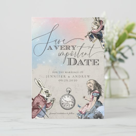 Alice in Wonderland Save the Date (Staand voorkant)