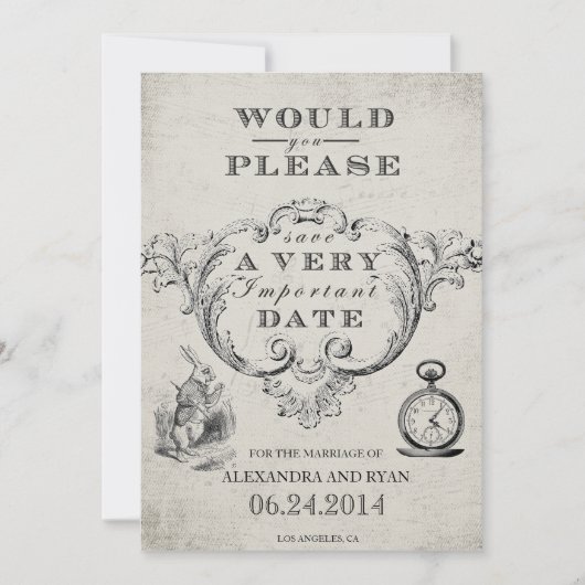  Alice in Wonderland Save the Date (Voorkant)
