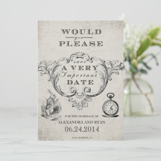  Alice in Wonderland Save the Date (Staand voorkant)