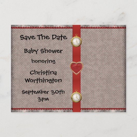 Alice in Wonderland Save the Date Baby shower Aankondigingskaart (Achterkant)